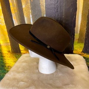 Goorin Bros 100% Wool Fedora Brown Hat with Wide Brim X-Large Size